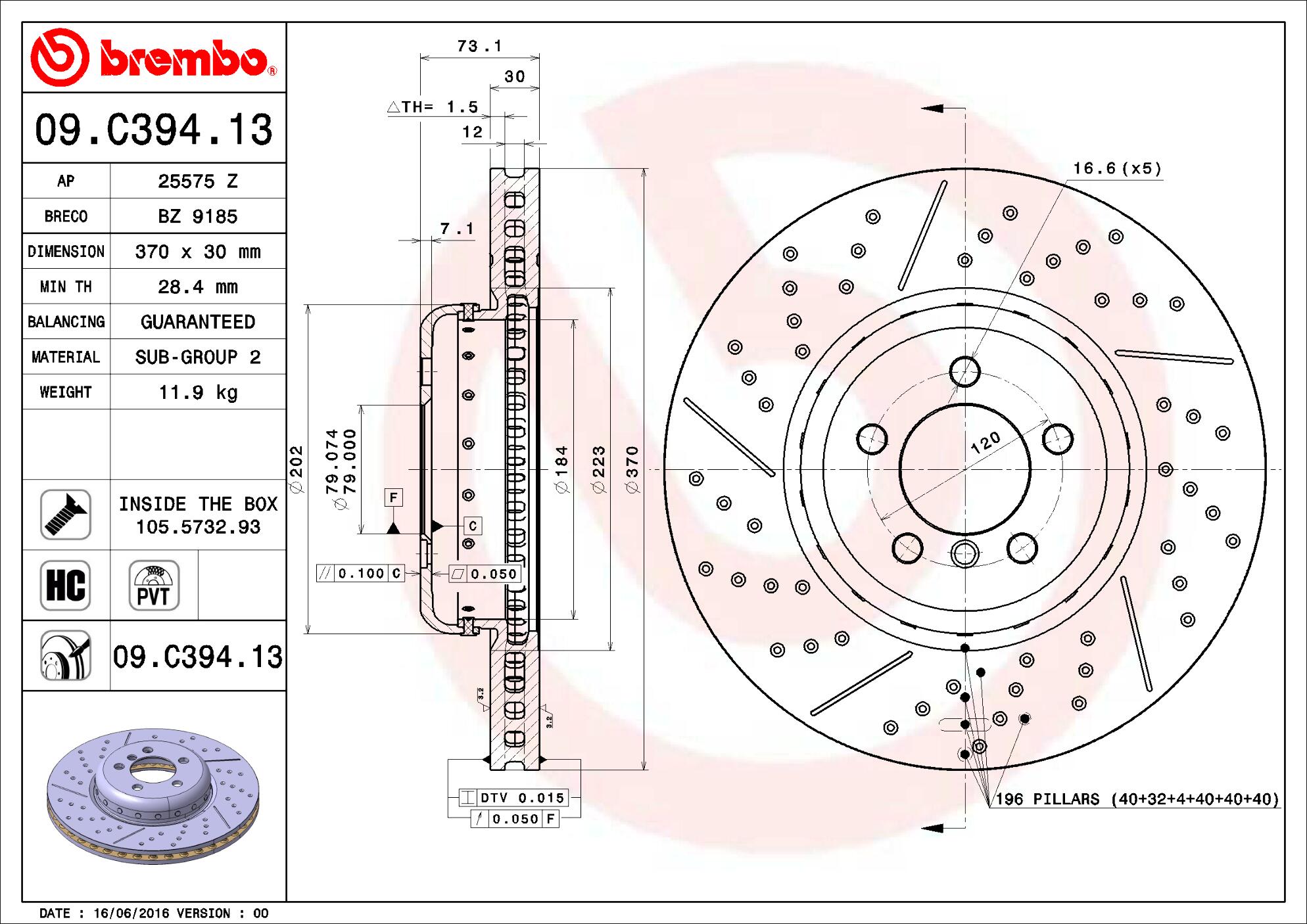 BMW Brembo Disc Brake Rotor - Front (370mm) 34106797603